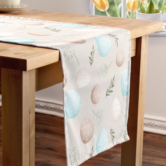 Pastel Eggs Beige Blue Easter Linen Table Runner (Pastel Eggs Beige Blue Easter Linen Table Runner)