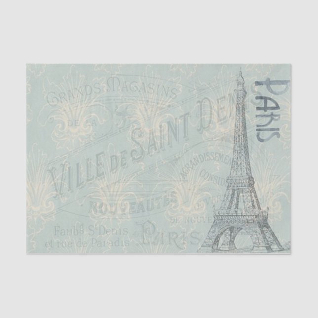 Pastel Eiffel Tower Paris and Script Tissue Paper (Front)