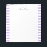 Pastel Elegant Classic Script Great Ideas Feminine Notepad<br><div class="desc">Personalized classic elegant girly pastel aesthetic notepad for her. With a saying "Great ideas of". Classic pastel lilac lavender purple-coloured stripes pattern on a white,  trendy useful notepad.</div>