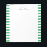 Pastel Elegant Classic Script Great Ideas Feminine Notepad<br><div class="desc">Personalized classic elegant girly pastel aesthetic notepad for her. With a saying "Great ideas of". Classic green-coloured stripes pattern on a white,  trendy useful notepad.</div>