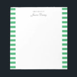 Pastel Elegant Classic Script Great Ideas Feminine Notepad<br><div class="desc">Personalized classic elegant girly pastel aesthetic notepad for her. With a saying "Great ideas of". Classic green-coloured stripes pattern on a white,  trendy useful notepad.</div>