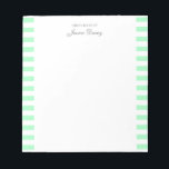 Pastel Elegant Classic Script Great Ideas Feminine Notepad<br><div class="desc">Personalized classic elegant girly pastel aesthetic notepad for her. With a saying "Great ideas of". Classic pastel mint green-coloured stripes pattern on a white,  trendy useful notepad.</div>