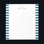 Pastel Elegant Classic Script Great Ideas Homme Notepad<br><div class="desc">Personalized classic elegant girly pastel aesthetic notepad for him or her. With a saying "Great ideas of". Classicnavy blue-coloured stripes pattern on a white,  trendy useful notepad.</div>