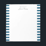 Pastel Elegant Classic Script Great Ideas Homme Notepad<br><div class="desc">Personalized classic elegant girly pastel aesthetic notepad for him or her. With a saying "Great ideas of". Classicnavy blue-coloured stripes pattern on a white,  trendy useful notepad.</div>
