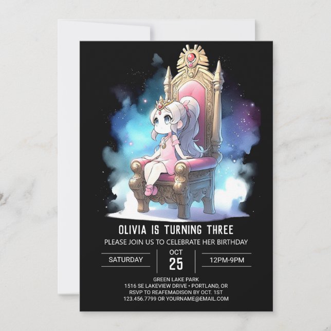 Pastel Elegant Princess Birthday Invitation (Front)