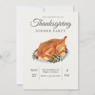 Pastel Elegant Watercolor Thanksgiving Invitation