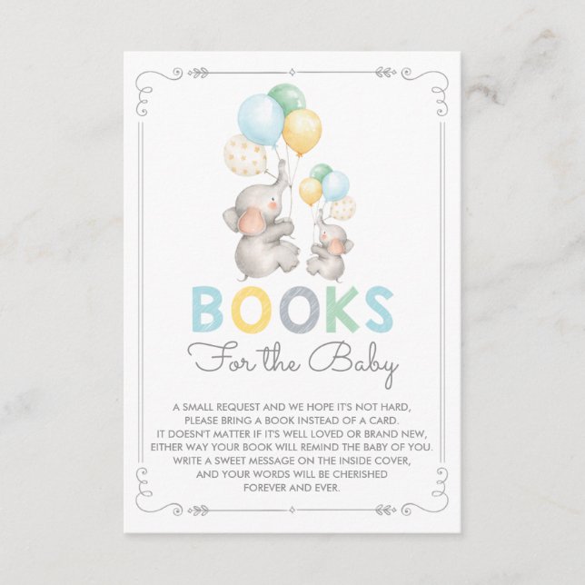 Pastel Elephant Bring a Book Card Modern Jungle (Front)