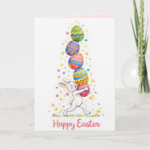 Pastel Embroidered Bunny Easter personalized Card