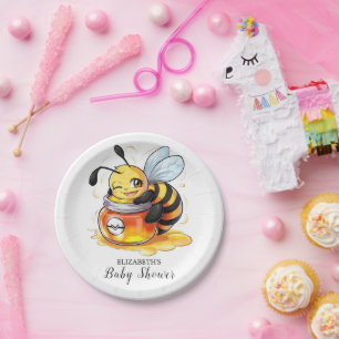 Pastel Enchanted Bee Baby Shower Paper Plate