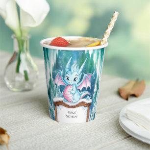 Pastel Enchanted Dragon Birthday Paper Cups