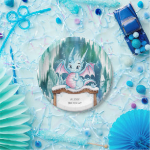 Pastel Enchanted Dragon Birthday Paper Plate