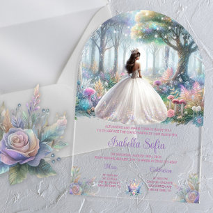 Pastel Enchanted Forest Quinceañera Acrylic Invitations