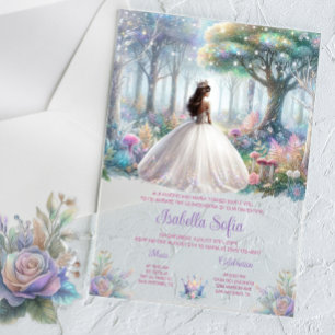 Pastel Enchanted Forest Quinceañera Acrylic Invitations
