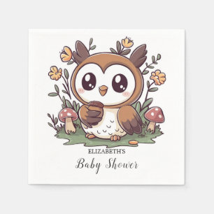 Pastel Enchanted Owl Baby Shower Napkin