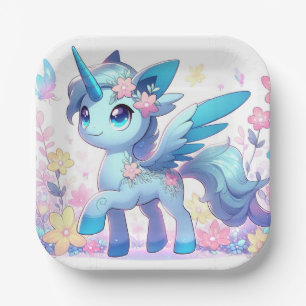 Pastel Enchanted Unicorn Baby Shower  Paper Plate