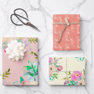 Pastel English Garden Bridal Shower Wrapping Paper Sheet