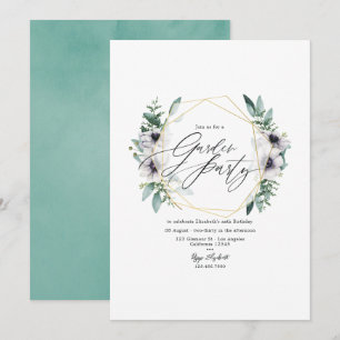 Pastel Eucalyptus Anemone Geometric Garden Party Invitation