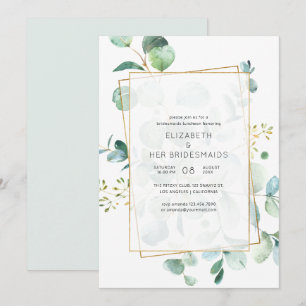 Pastel Eucalyptus Geometric Bridesmaids Luncheon Invitation