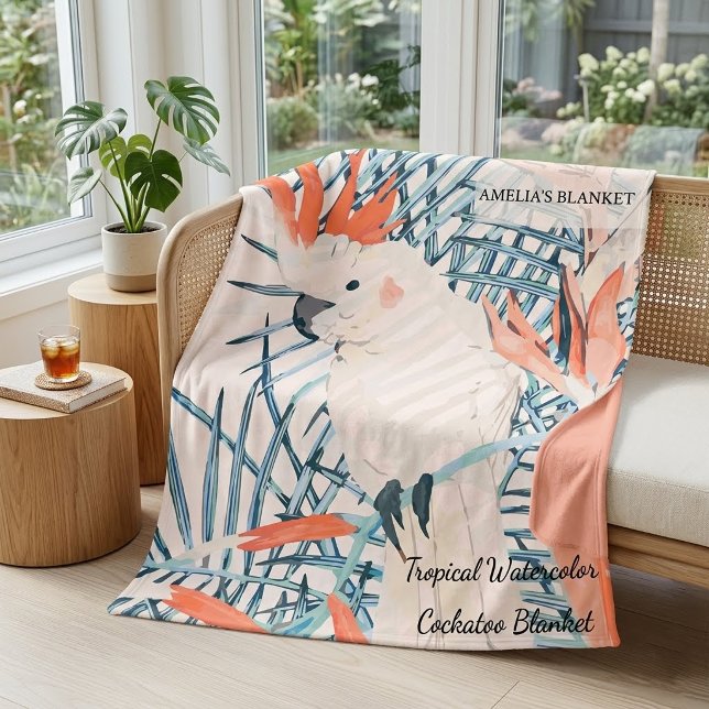 Pastel Exotic Parrot Fleece Blanket, Blanket (Creator Uploaded)