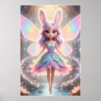 Pastel Fairy Bunny – Magical Fantasy Poster Art