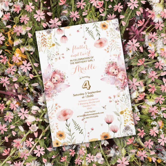 Pastel Fairy floral garden tea party birthday Invitation (Creator Uploaded)