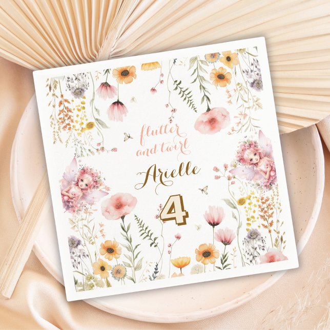 Pastel Fairy floral garden tea party birthday Napkin (Creator Uploaded)