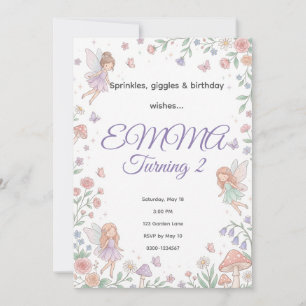 Pastel Fairy Garden Birthday Invitation Editable