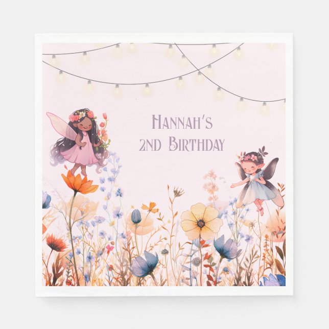 Pastel Fairy Garden Magic Second Birthday Napkin (Front)