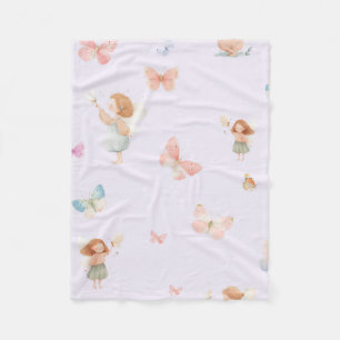 Pastel Fairy Pattern Cute Butterfly Nursery Design Fleece Blanket