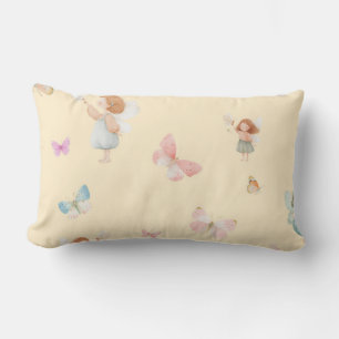Pastel Fairy Pattern Cute Butterfly Nursery Design Lumbar Pillow