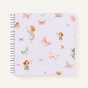 Pastel Fairy Pattern Cute Butterfly Nursery Design Notebook