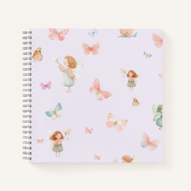 Pastel Fairy Pattern Cute Butterfly Nursery Design Notebook (Front)