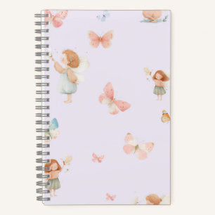 Pastel Fairy Pattern Cute Butterfly Nursery Design Notebook