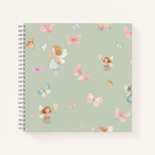 Pastel Fairy Pattern Cute Butterfly Nursery Design Notebook