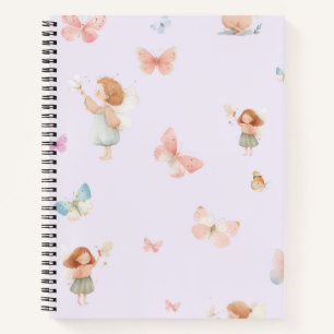 Pastel Fairy Pattern Cute Butterfly Nursery Design Notebook