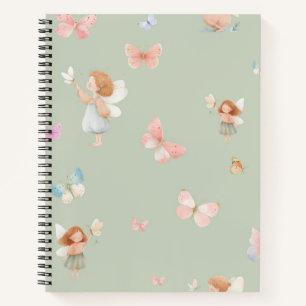 Pastel Fairy Pattern Cute Butterfly Nursery Design Notebook