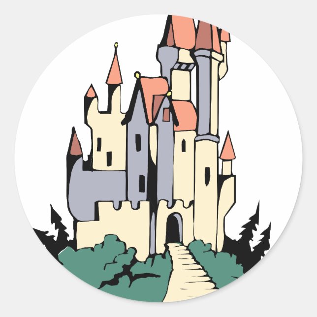 Pastel Fairytale Castle Classic Round Sticker (Front)