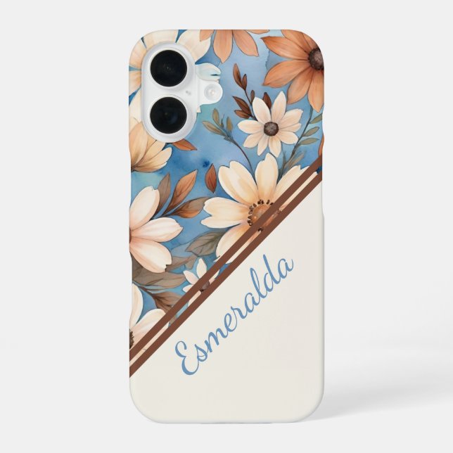 Pastel Fall Blooms iPhone 16 Case (Back)