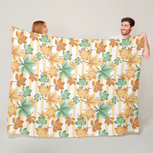 PASTEL FALL COLORED AUTUMN LEAVES FLEECE BLANKET (In Situ)
