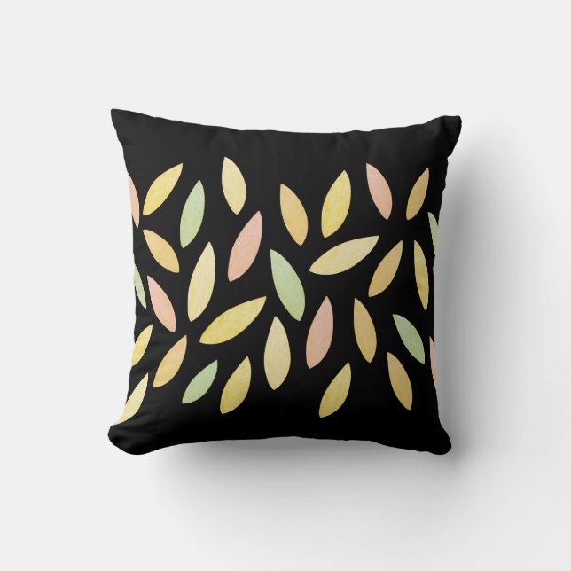Pastel Fall Leaves Pattern Throw Pillow (Front)