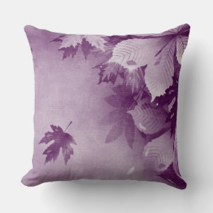 PASTEL FALL PURPLE LEAVES THROW PILLOW