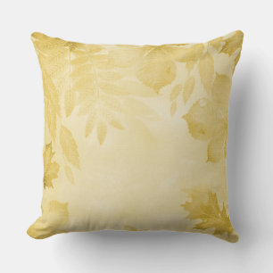 PASTEL FALL YELLOW LEAVES THROW PILLOW