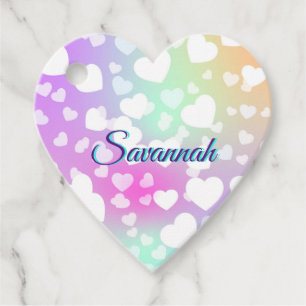 Pastel Falling Hearts Personalized      Favour Tags