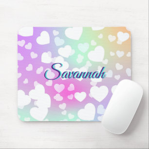 Pastel Falling Hearts Personalized    Mouse Pad
