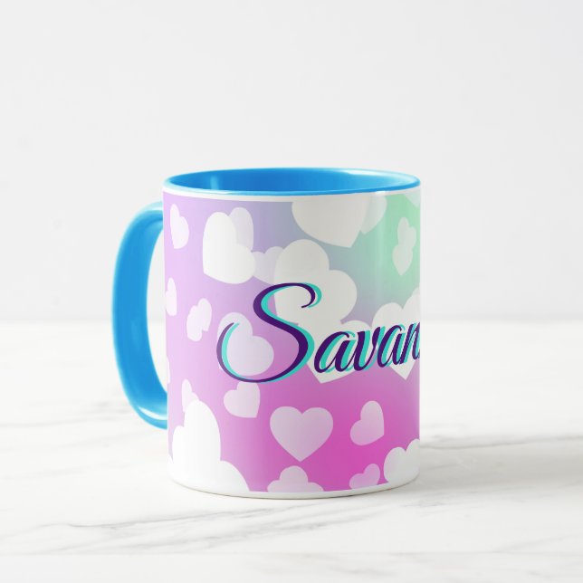 Pastel Falling Hearts Personalized    Mug (Front Left)