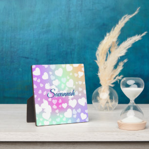 Pastel Falling Hearts Personalized    Plaque