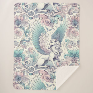 Pastel Fantasy Griffin  Sherpa Blanket