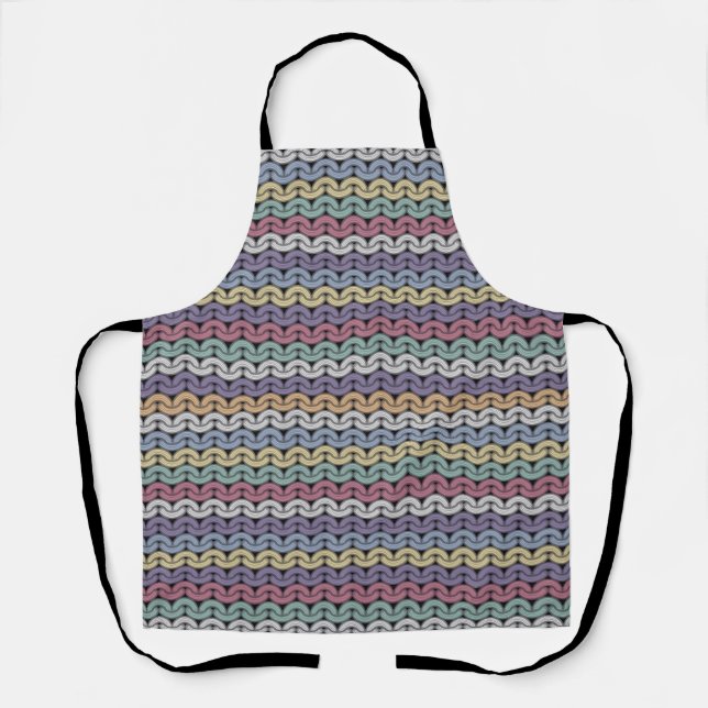 Pastel Faux Knit Stripes Apron (Front)