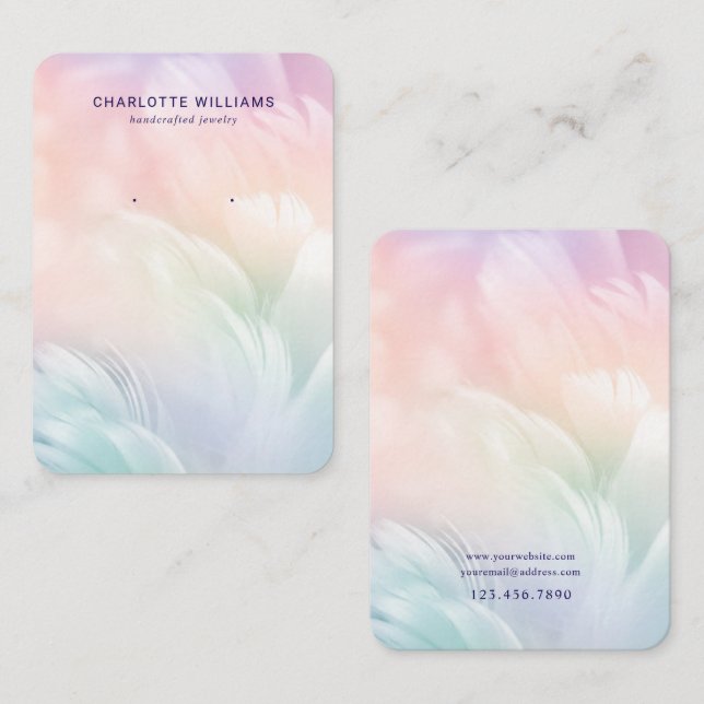 Pastel Feather Custom Jewellery Display Card (Front/Back)