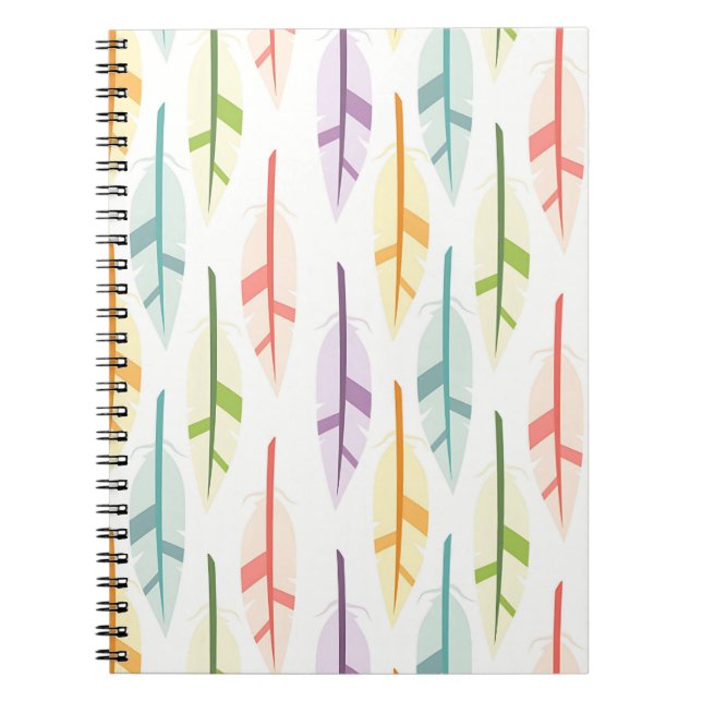Pastel Feather Pattern Notebook (Front)